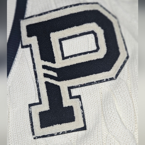 Ralph Lauren POLO  White Cable Knit Hoodie  Dress with Navy Accents XXL - Picture 6 of 7